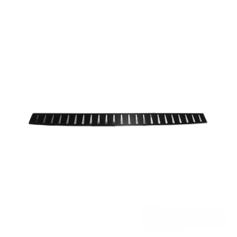 BP58SCF, Carbon Foiled Plain Rear Bumper Sill Cover S.Steel